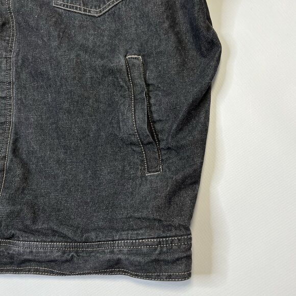 Vintage FUBU Jeans Denim Jacket Men's Size 2XL Black Hip Hop Oversized Retro - Picture 12 of 15